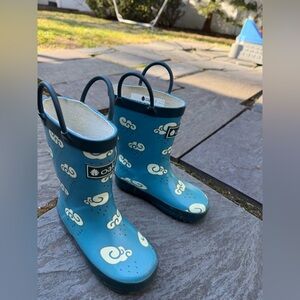 Kids Teal Cloud Pattern Rain Boots